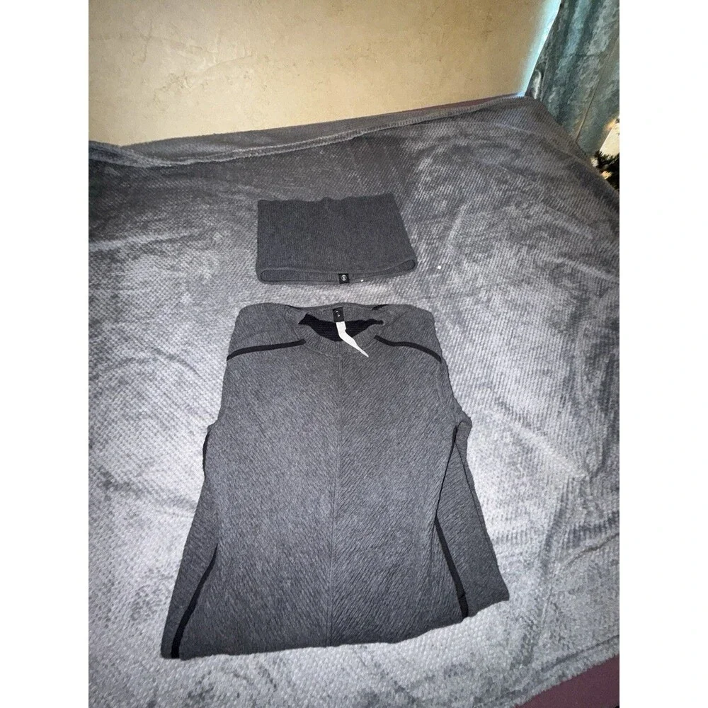 Lululemon On Repeat Dress Size 6 Dark Gray Black Removable Collar - Picture 9 of 16